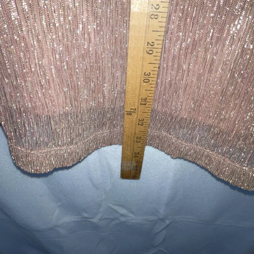 Nine West Dress Size Med SHIMMERY Metallic Rose‎ Gold  Mock Neck Flowy